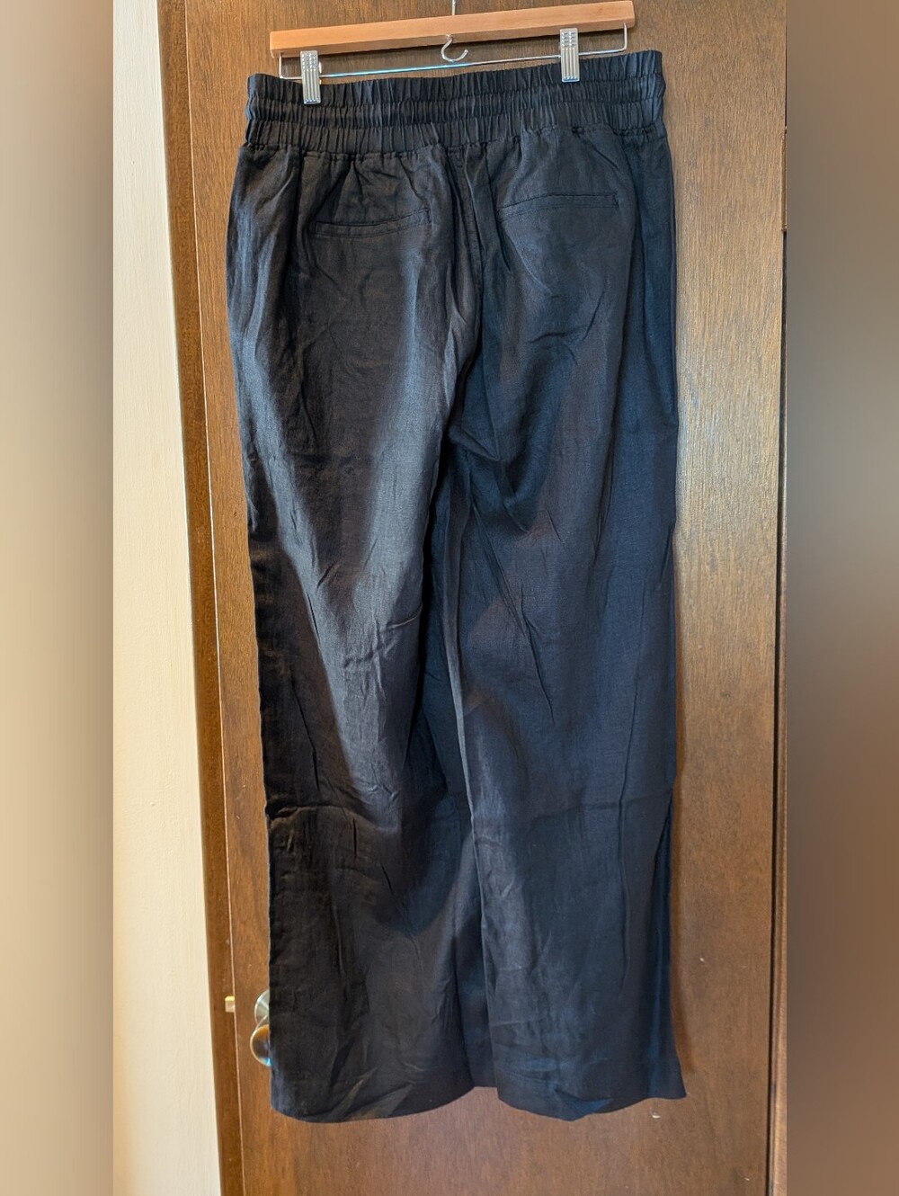 Quince European Linen Wide Leg Pants, Black Size L - Picture 3 of 4